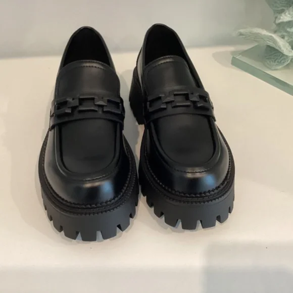 Steve Madden Women's Loafer Chunky Platform Black Leather All Sizes - Picture 7 of 12